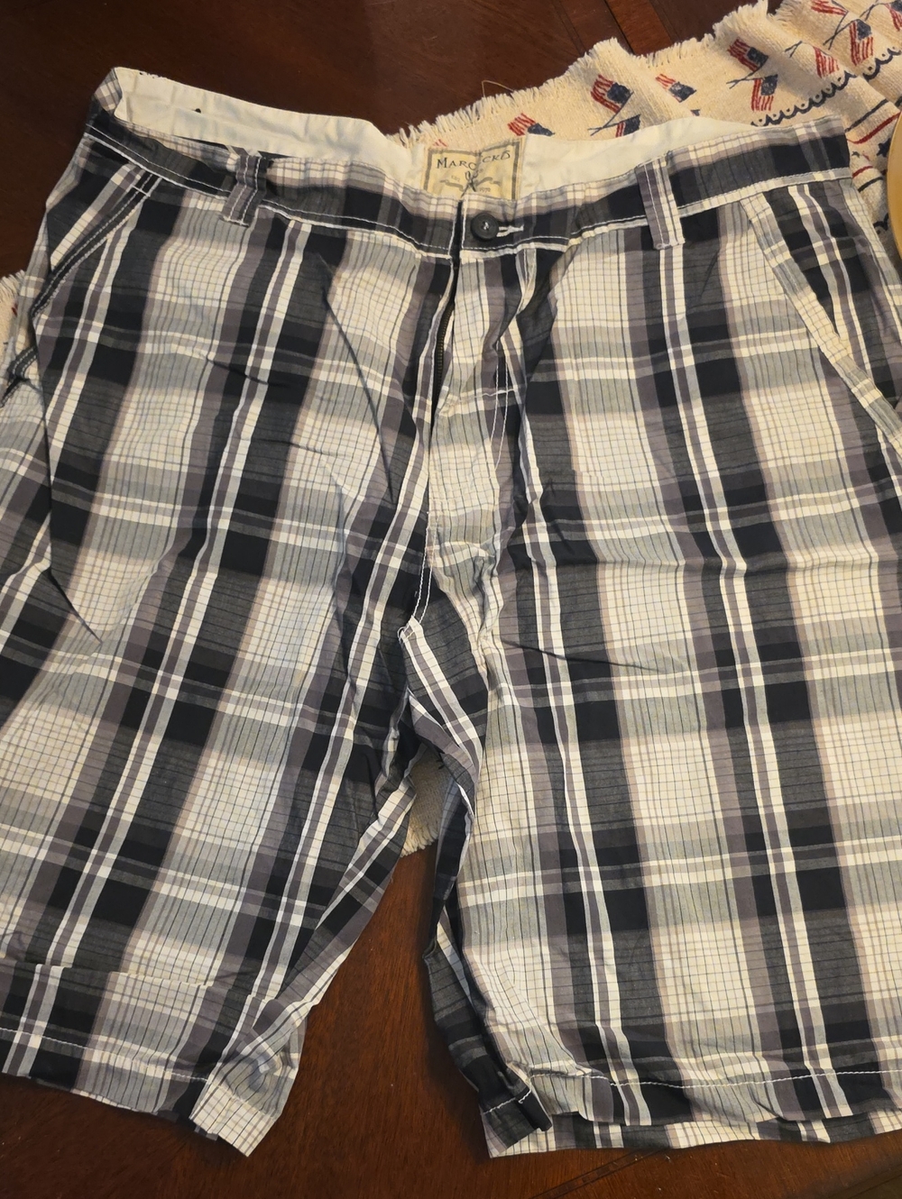 Marc Ecko Navy, Gray & White Plaid Cotton Shorts